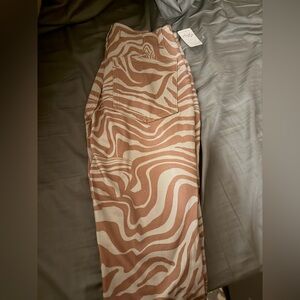 We The Free Brown and Cream Pencil Skirt